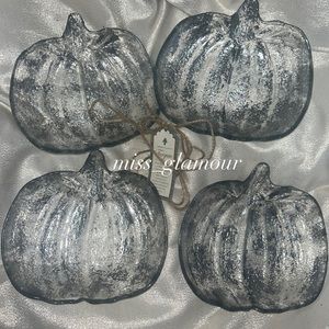 Thanksgiving Pumpkin Silver Dessert Appetizer Plates 4
